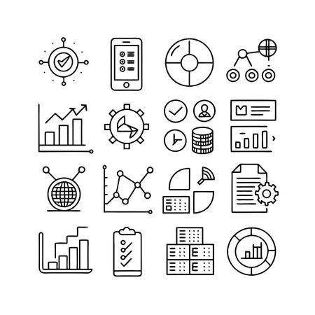 Data and Analytics Icon Set Collection Vector for UI Documents Websites and Mobile Applicationsのイラスト素材