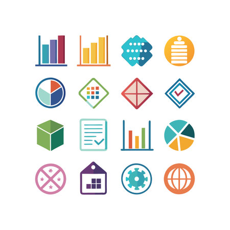 Data and Analytics Icon Set Collection Vector for UI Documents Websites and Mobile Applicationsのイラスト素材
