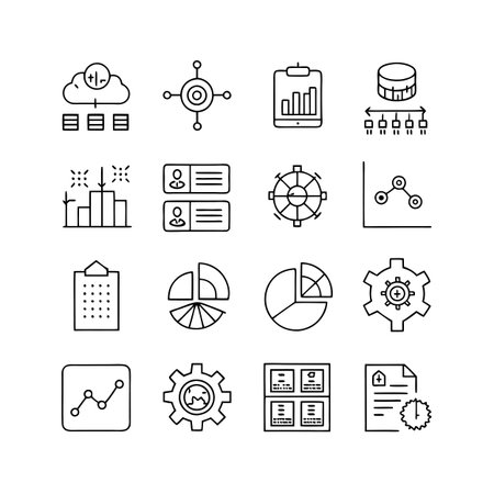 Data and Analytics Icon Set Collection Vector for UI Documents Websites and Mobile Applicationsのイラスト素材