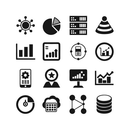 Data and Analytics Icon Set Collection Vector for UI Documents Websites and Mobile Applicationsのイラスト素材