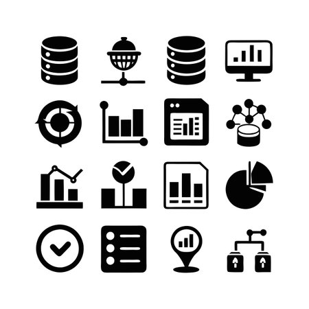 Data and Analytics Icon Set Collection Vector for UI Documents Websites and Mobile Applicationsのイラスト素材