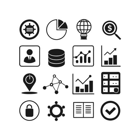 Data and Analytics Icon Set Collection Vector for UI Documents Websites and Mobile Applicationsのイラスト素材