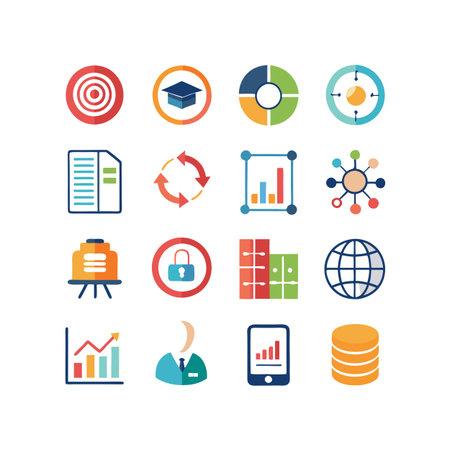 Data and Analytics Icon Set Collection Vector for UI Documents Websites and Mobile Applicationsのイラスト素材