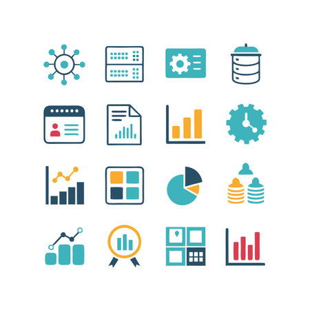 Data and Analytics Icon Set Collection Vector for UI Documents Websites and Mobile Applicationsのイラスト素材