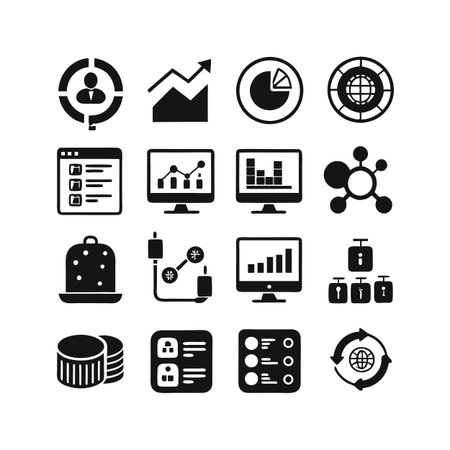 Data and Analytics Icon Set Collection Vector for UI Documents Websites and Mobile Applicationsのイラスト素材