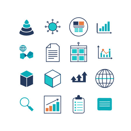Data and Analytics Icon Set Collection Vector for UI Documents Websites and Mobile Applicationsのイラスト素材