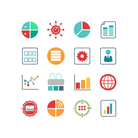 Data and Analytics Icon Set Collection Vector for UI Documents Websites and Mobile Applicationsのイラスト素材
