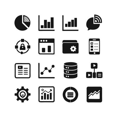 Data and Analytics Icon Set Collection Vector for UI Documents Websites and Mobile Applicationsのイラスト素材
