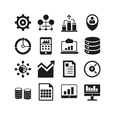 Data and Analytics Icon Set Collection Vector for UI Documents Websites and Mobile Applicationsのイラスト素材