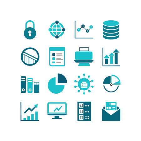 Data and Analytics Icon Set Collection Vector for UI Documents Websites and Mobile Applicationsのイラスト素材