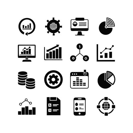 Data and Analytics Icon Set Collection Vector for UI Documents Websites and Mobile Applicationsのイラスト素材