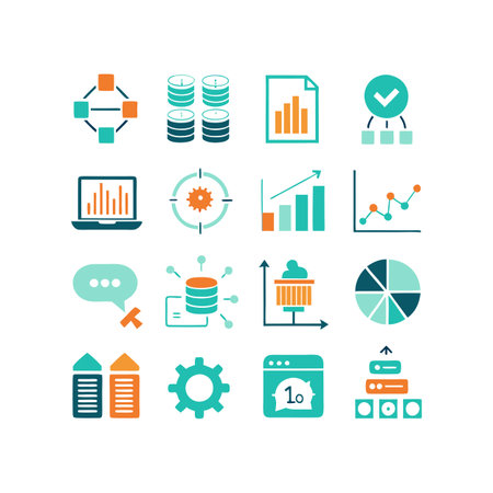 Data and Analytics Icon Set Collection Vector for UI Documents Websites and Mobile Applicationsのイラスト素材