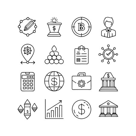 Finance and Banking Icon Set Collection Vector for UI Documents Websites and Mobile Applicationsのイラスト素材