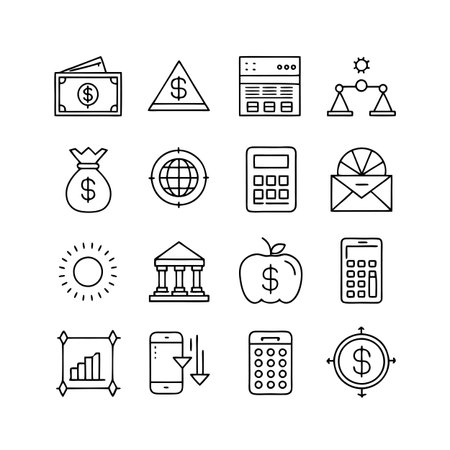 Finance and Banking Icon Set Collection Vector for UI Documents Websites and Mobile Applicationsのイラスト素材