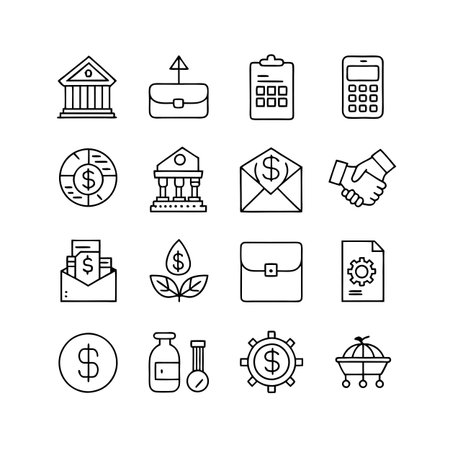 Finance and Banking Icon Set Collection Vector for UI Documents Websites and Mobile Applicationsのイラスト素材