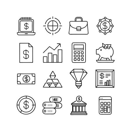 Finance and Banking Icon Set Collection Vector for UI Documents Websites and Mobile Applicationsのイラスト素材