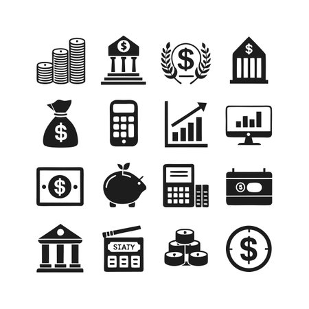 Finance and Banking Icon Set Collection Vector for UI Documents Websites and Mobile Applicationsのイラスト素材