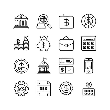 Finance and Banking Icon Set Collection Vector for UI Documents Websites and Mobile Applicationsのイラスト素材