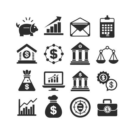 Finance and Banking Icon Set Collection Vector for UI Documents Websites and Mobile Applicationsのイラスト素材