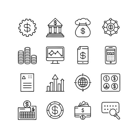 Finance and Banking Icon Set Collection Vector for UI Documents Websites and Mobile Applicationsのイラスト素材