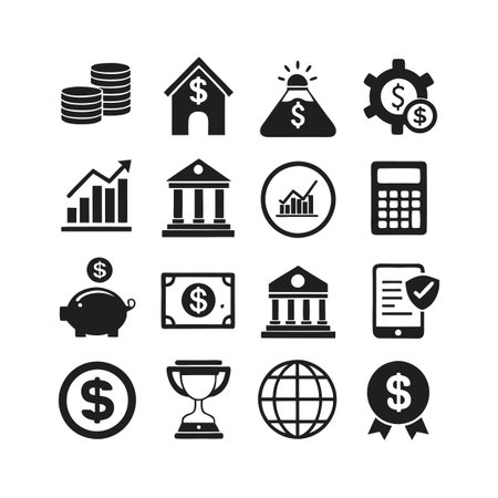 Finance and Banking Icon Set Collection Vector for UI Documents Websites and Mobile Applicationsのイラスト素材