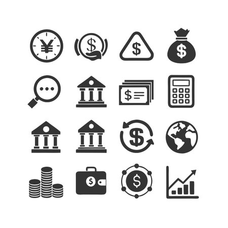Finance and Banking Icon Set Collection Vector for UI Documents Websites and Mobile Applicationsのイラスト素材