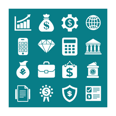 Finance and Banking Icon Set Collection Vector for UI Documents Websites and Mobile Applicationsのイラスト素材