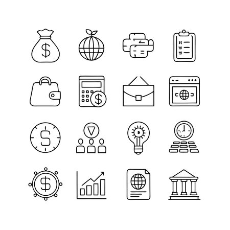 Finance and Banking Icon Set Collection Vector for UI Documents Websites and Mobile Applicationsのイラスト素材