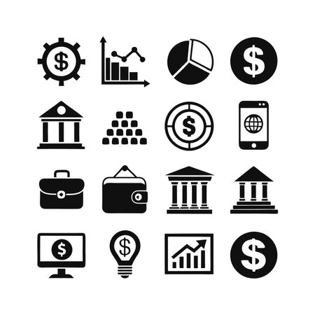 Finance and Banking Icon Set Collection Vector for UI Documents Websites and Mobile Applicationsのイラスト素材