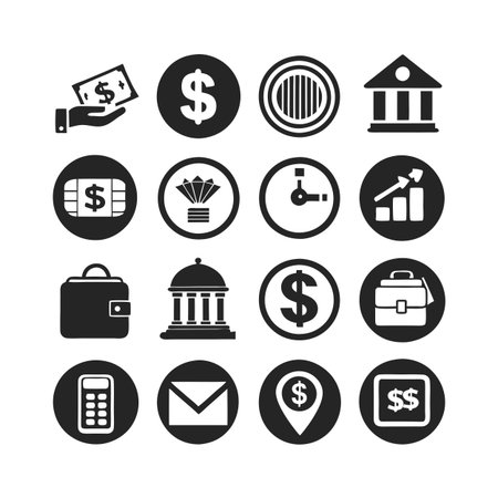 Finance and Banking Icon Set Collection Vector for UI Documents Websites and Mobile Applicationsのイラスト素材