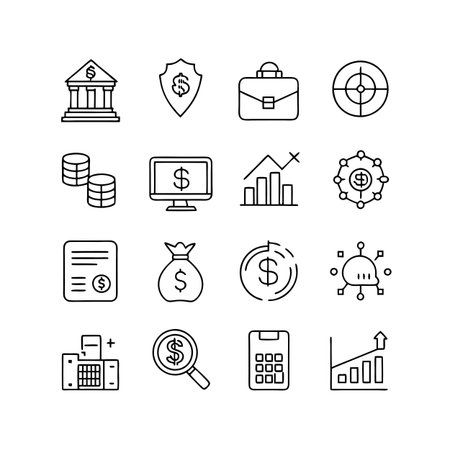 Finance and Banking Icon Set Collection Vector for UI Documents Websites and Mobile Applicationsのイラスト素材