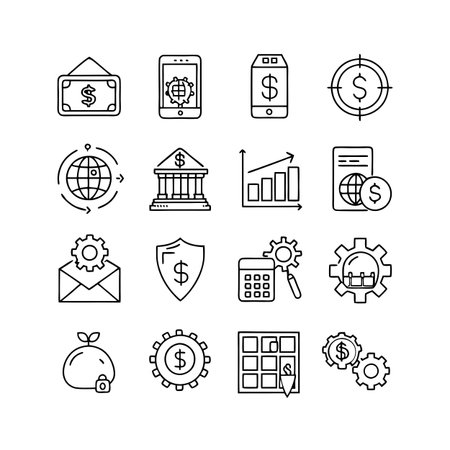 Finance and Banking Icon Set Collection Vector for UI Documents Websites and Mobile Applicationsのイラスト素材