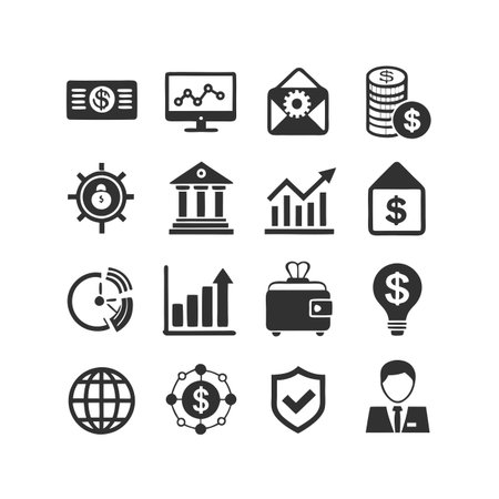 Finance and Banking Icon Set Collection Vector for UI Documents Websites and Mobile Applicationsのイラスト素材