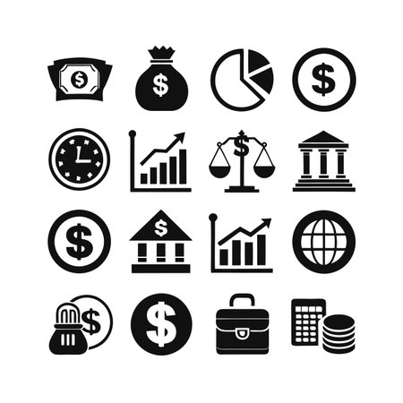Finance and Banking Icon Set Collection Vector for UI Documents Websites and Mobile Applicationsのイラスト素材