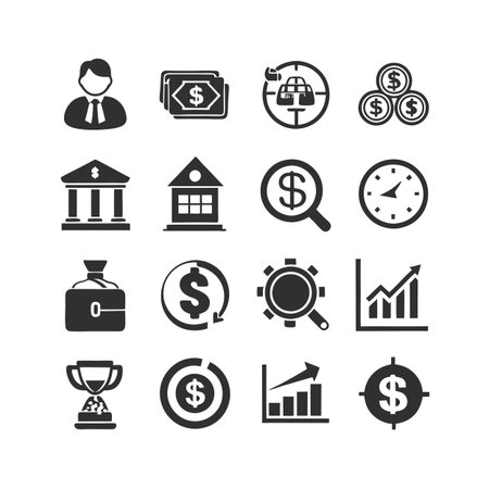 Finance and Banking Icon Set Collection Vector for UI Documents Websites and Mobile Applicationsのイラスト素材