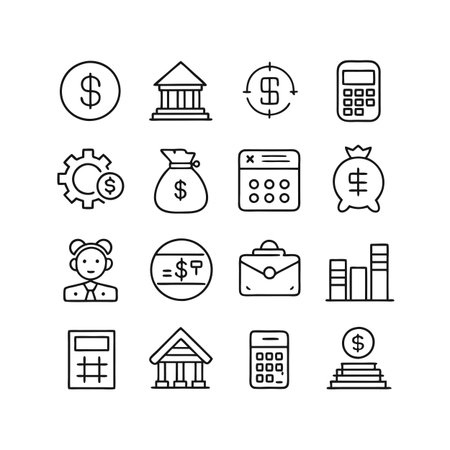 Finance and Banking Icon Set Collection Vector for UI Documents Websites and Mobile Applicationsのイラスト素材