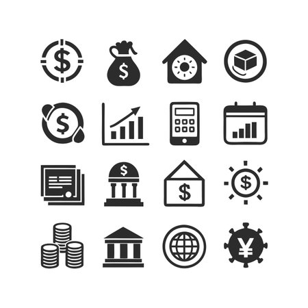 Finance and Banking Icon Set Collection Vector for UI Documents Websites and Mobile Applicationsのイラスト素材