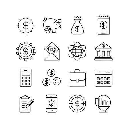 Finance and Banking Icon Set Collection Vector for UI Documents Websites and Mobile Applicationsのイラスト素材