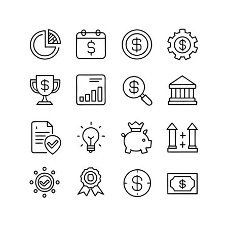 Finance and Banking Icon Set Collection Vector for UI Documents Websites and Mobile Applicationsのイラスト素材