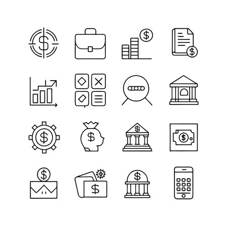 Finance and Banking Icon Set Collection Vector for UI Documents Websites and Mobile Applicationsのイラスト素材