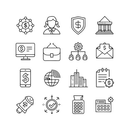 Finance and Banking Icon Set Collection Vector for UI Documents Websites and Mobile Applicationsのイラスト素材