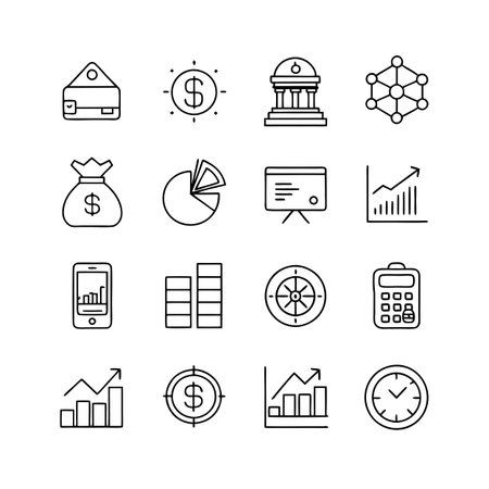 Finance and Banking Icon Set Collection Vector for UI Documents Websites and Mobile Applicationsのイラスト素材