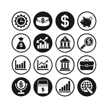 Finance and Banking Icon Set Collection Vector for UI Documents Websites and Mobile Applicationsのイラスト素材