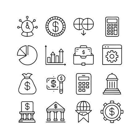 Finance and Banking Icon Set Collection Vector for UI Documents Websites and Mobile Applicationsのイラスト素材