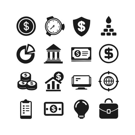 Finance and Banking Icon Set Collection Vector for UI Documents Websites and Mobile Applicationsのイラスト素材