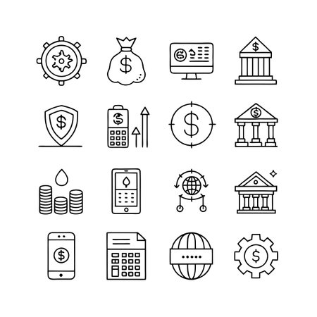 Finance and Banking Icon Set Collection Vector for UI Documents Websites and Mobile Applicationsのイラスト素材
