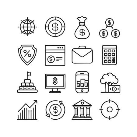 Finance and Banking Icon Set Collection Vector for UI Documents Websites and Mobile Applicationsのイラスト素材
