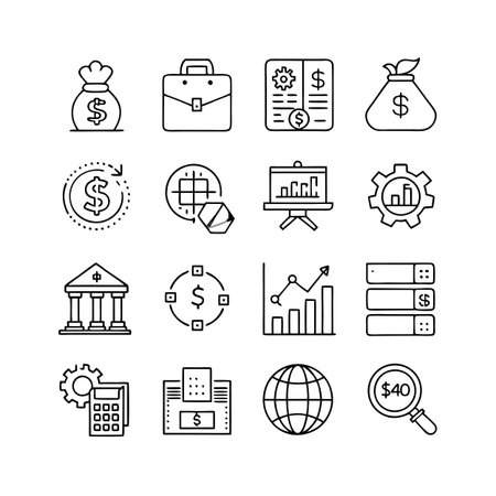 Finance and Banking Icon Set Collection Vector for UI Documents Websites and Mobile Applicationsのイラスト素材