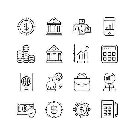 Finance and Banking Icon Set Collection Vector for UI Documents Websites and Mobile Applicationsのイラスト素材