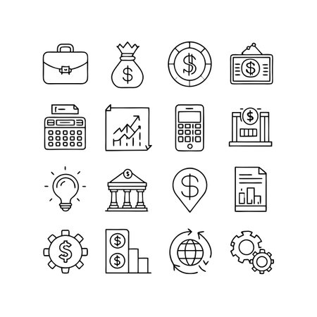 Finance and Banking Icon Set Collection Vector for UI Documents Websites and Mobile Applicationsのイラスト素材